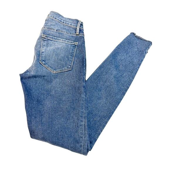 Frame Le Skinny de Jeanne Raw Distressed Hem Denim Jeans Woodbine Size 24 - Picture 8 of 8